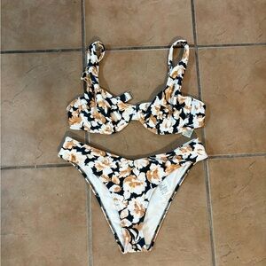 Abercrombie & Fitch Floral Bikini - navy and Tan